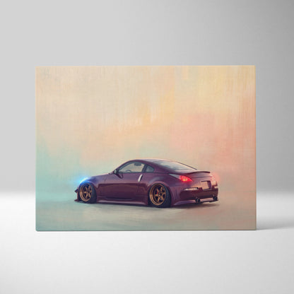 Nissan 350Z Inspired Canvas Print, Japanese Sports Car Wall Art for Bedroom Decor