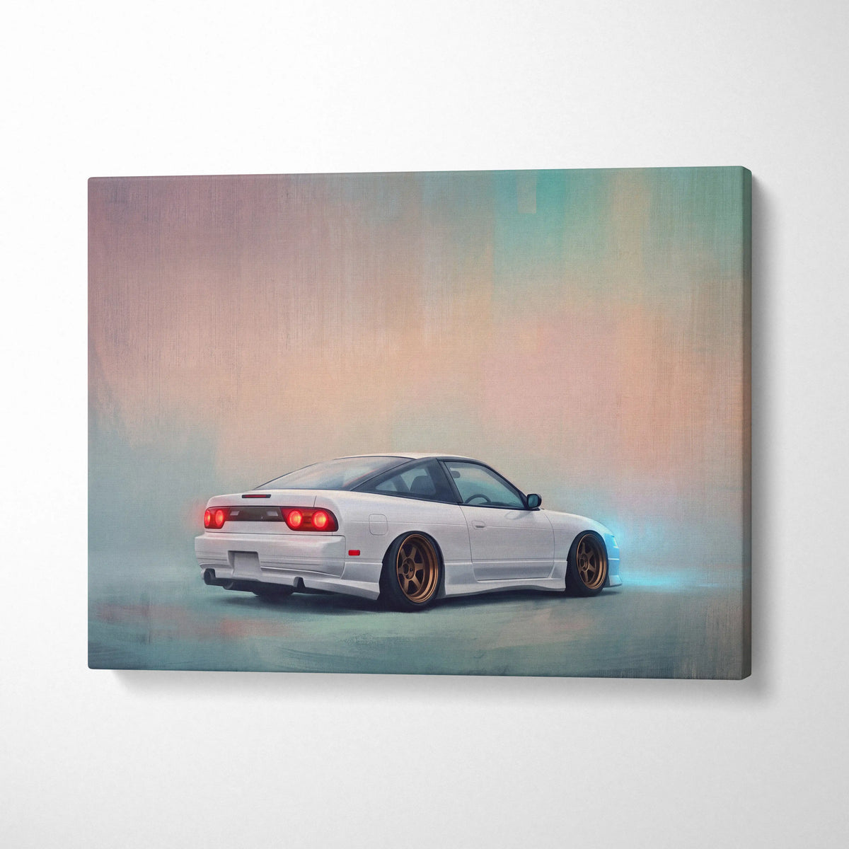 Nissan 240SX Inspired Canvas Art, JDM Drift Car Painting for Office Decor