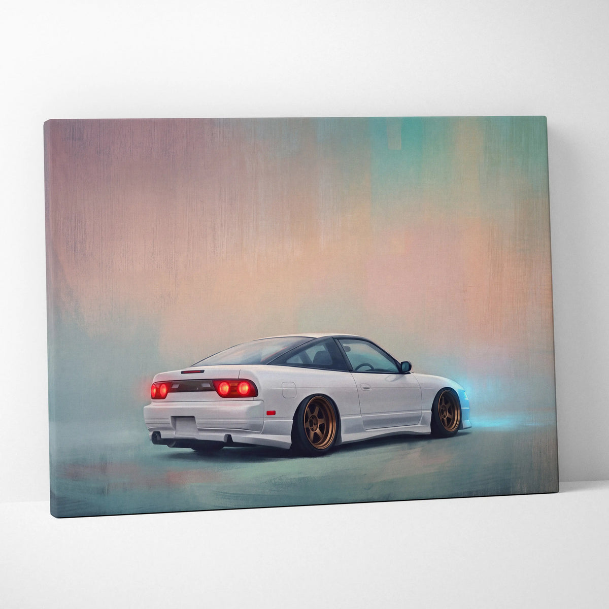 Nissan 240SX Inspired Canvas Art, JDM Drift Car Painting for Office Decor