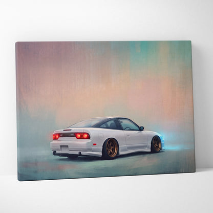 Nissan 240SX Inspired Canvas Art, JDM Drift Car Painting for Office Decor