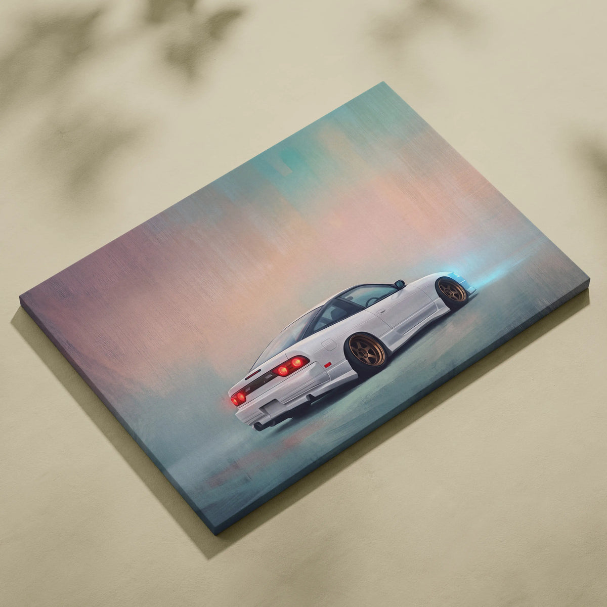 Nissan 240SX Inspired Canvas Art, JDM Drift Car Painting for Office Decor