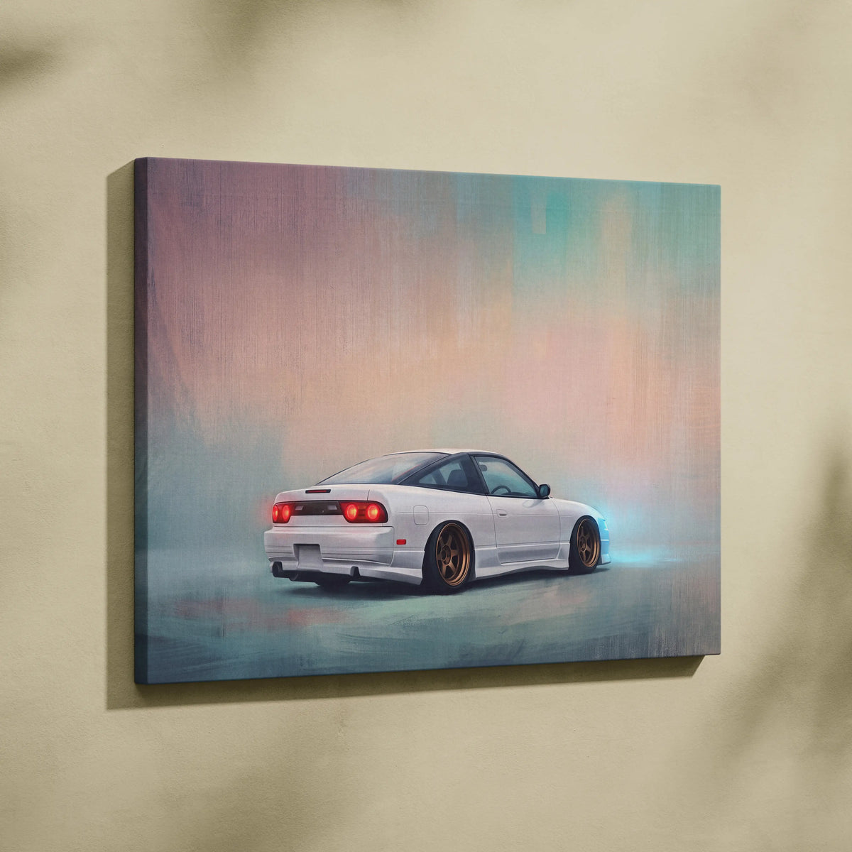 Nissan 240SX Inspired Canvas Art, JDM Drift Car Painting for Office Decor