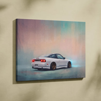 Nissan 240SX Inspired Canvas Art, JDM Drift Car Painting for Office Decor