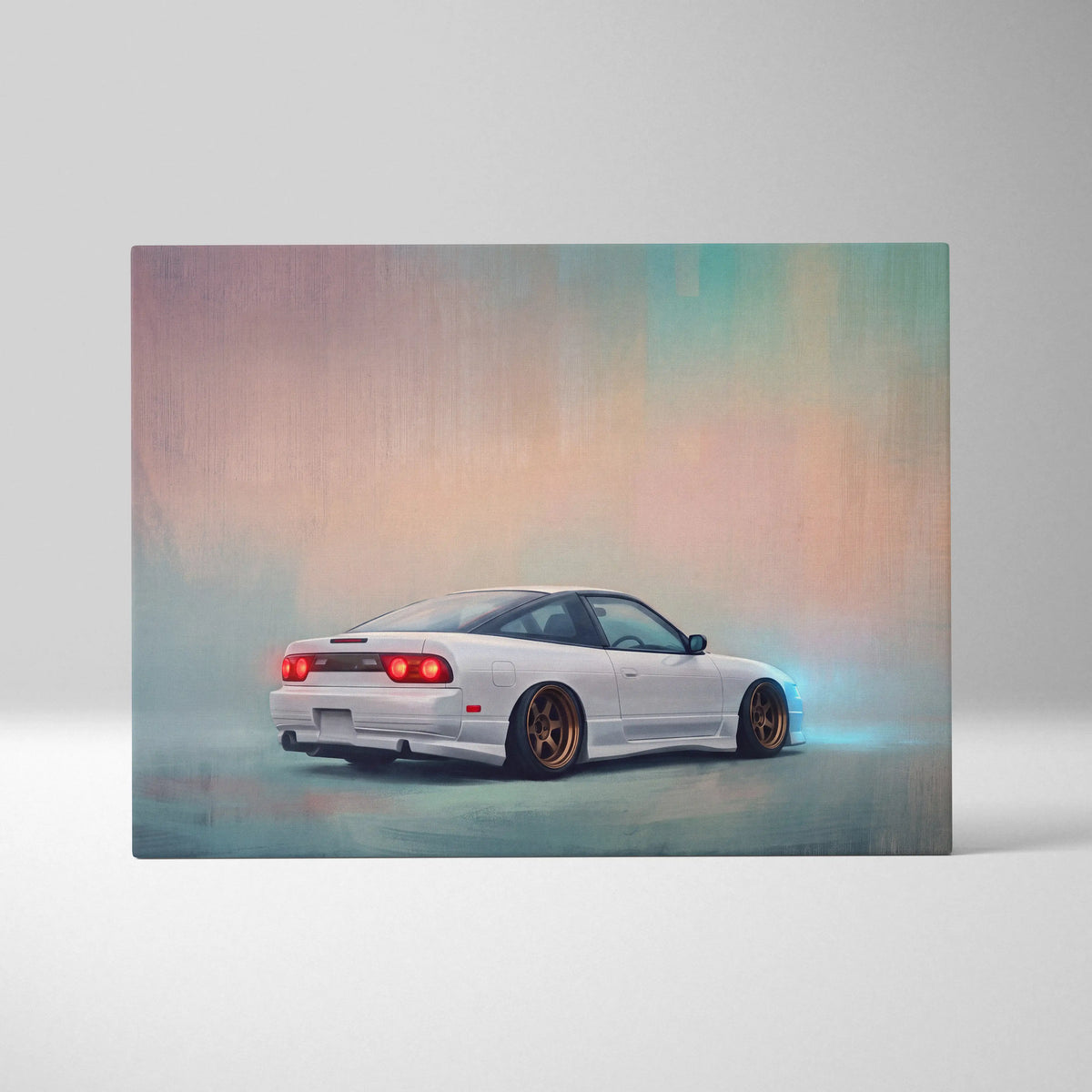 Nissan 240SX Inspired Canvas Art, JDM Drift Car Painting for Office Decor