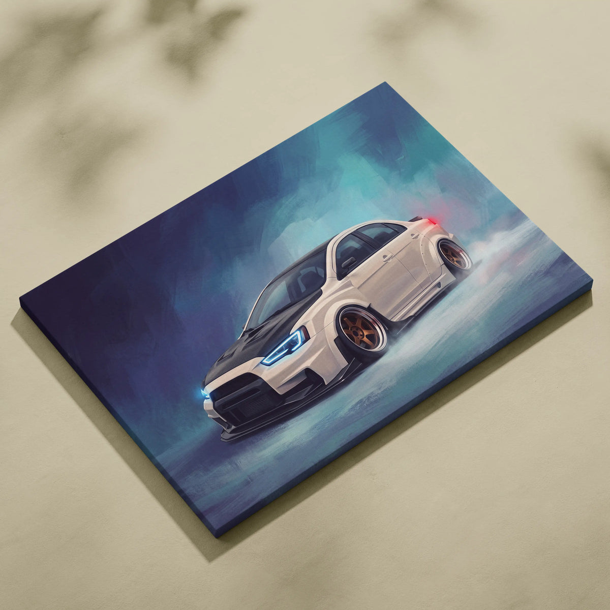 Mitsubishi Lancer Evolution X Inspired Car Wall Art, Drift Racing Canvas Painting for Office