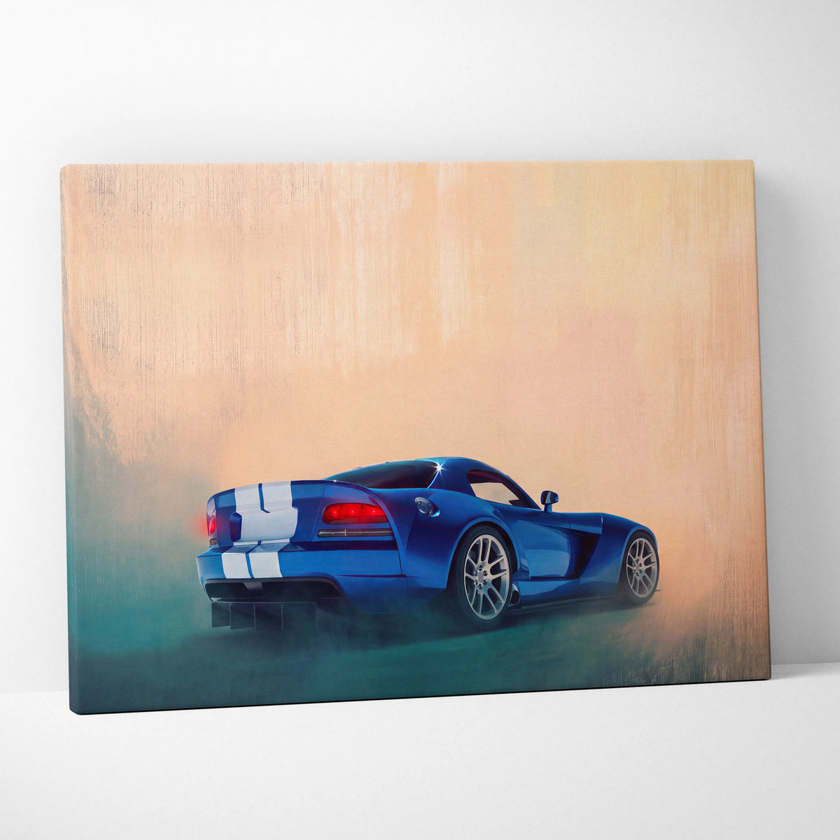 Dodge Viper Inspired Automotive Canvas Print, Blue Supercar Wall Decor