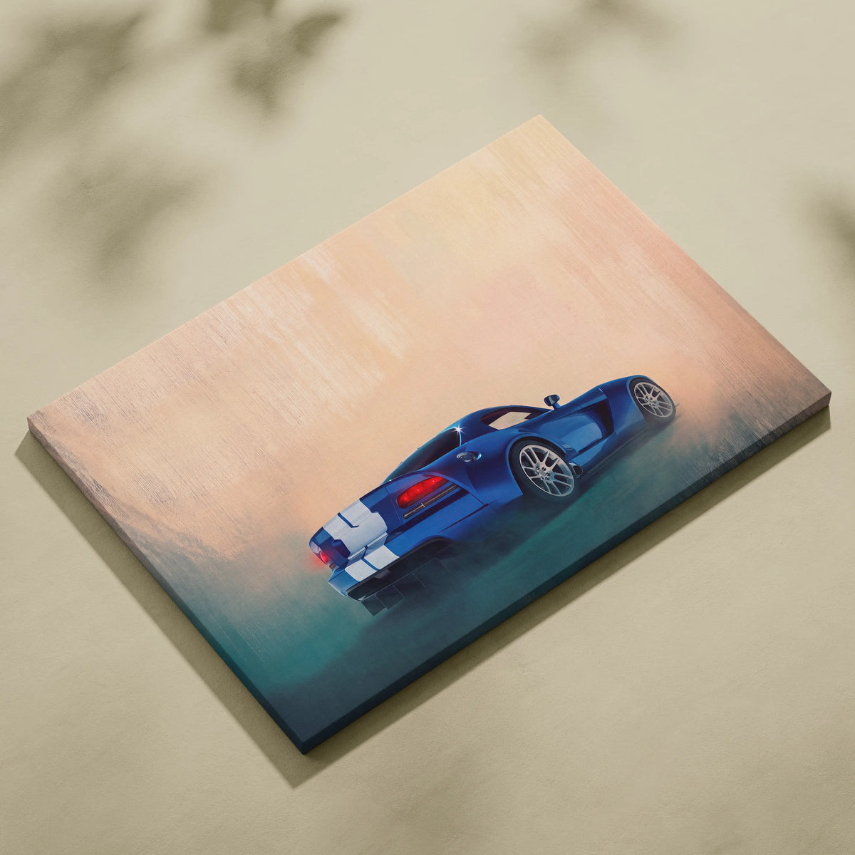 Dodge Viper Inspired Automotive Canvas Print, Blue Supercar Wall Decor