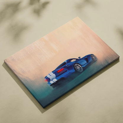 Dodge Viper Inspired Automotive Canvas Print, Blue Supercar Wall Decor