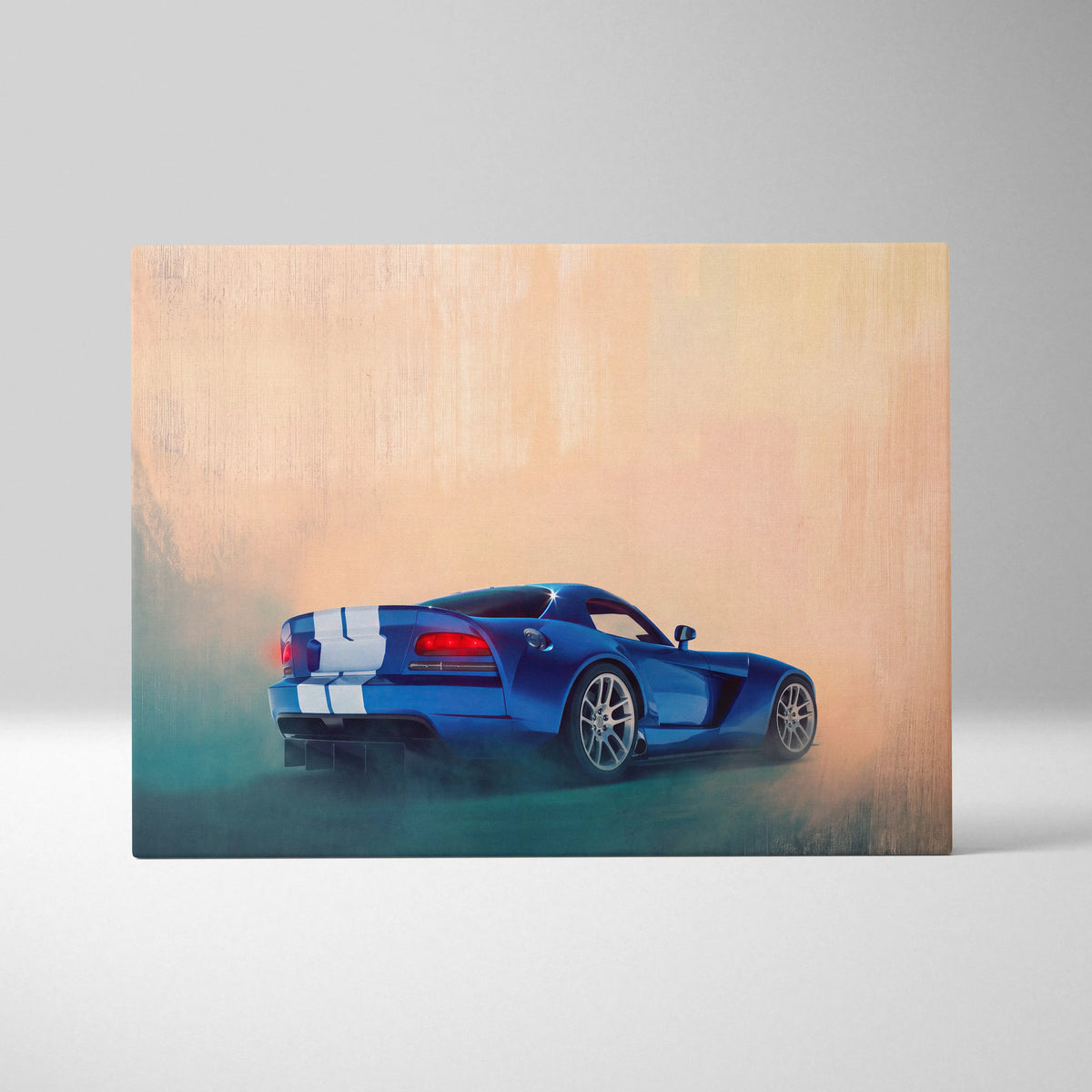 Dodge Viper Inspired Automotive Canvas Print, Blue Supercar Wall Decor