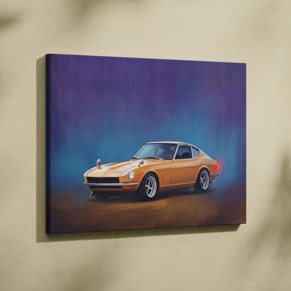 Datsun 240Z Inspired Automotive Wall Art - Classic Japanese Sports Car Canvas Painting