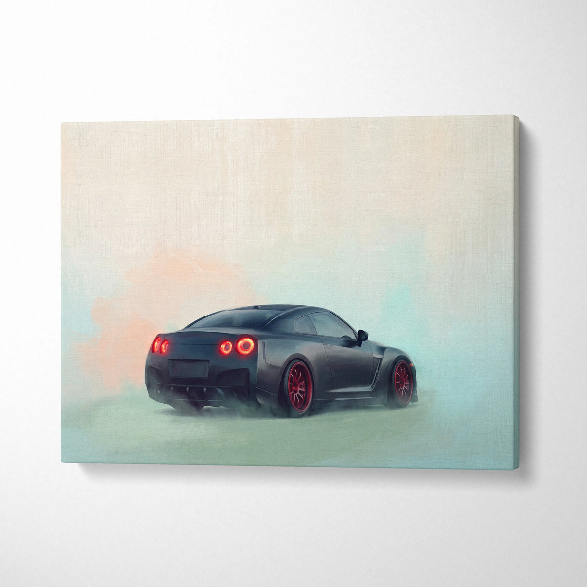 Nissan GT-R R35 Inspired Canvas Art - Matte Black Supercar Wall Decor