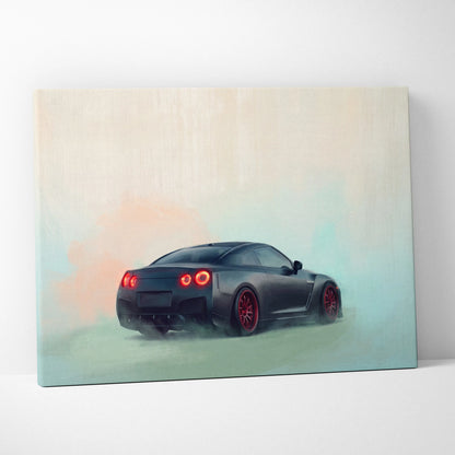Nissan GT-R R35 Inspired Canvas Art - Matte Black Supercar Wall Decor