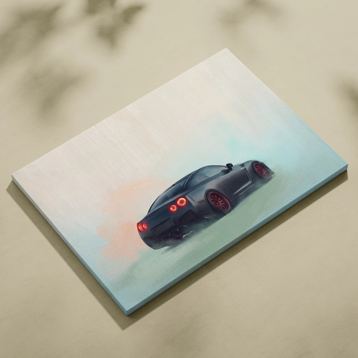 Nissan GT-R R35 Inspired Canvas Art - Matte Black Supercar Wall Decor