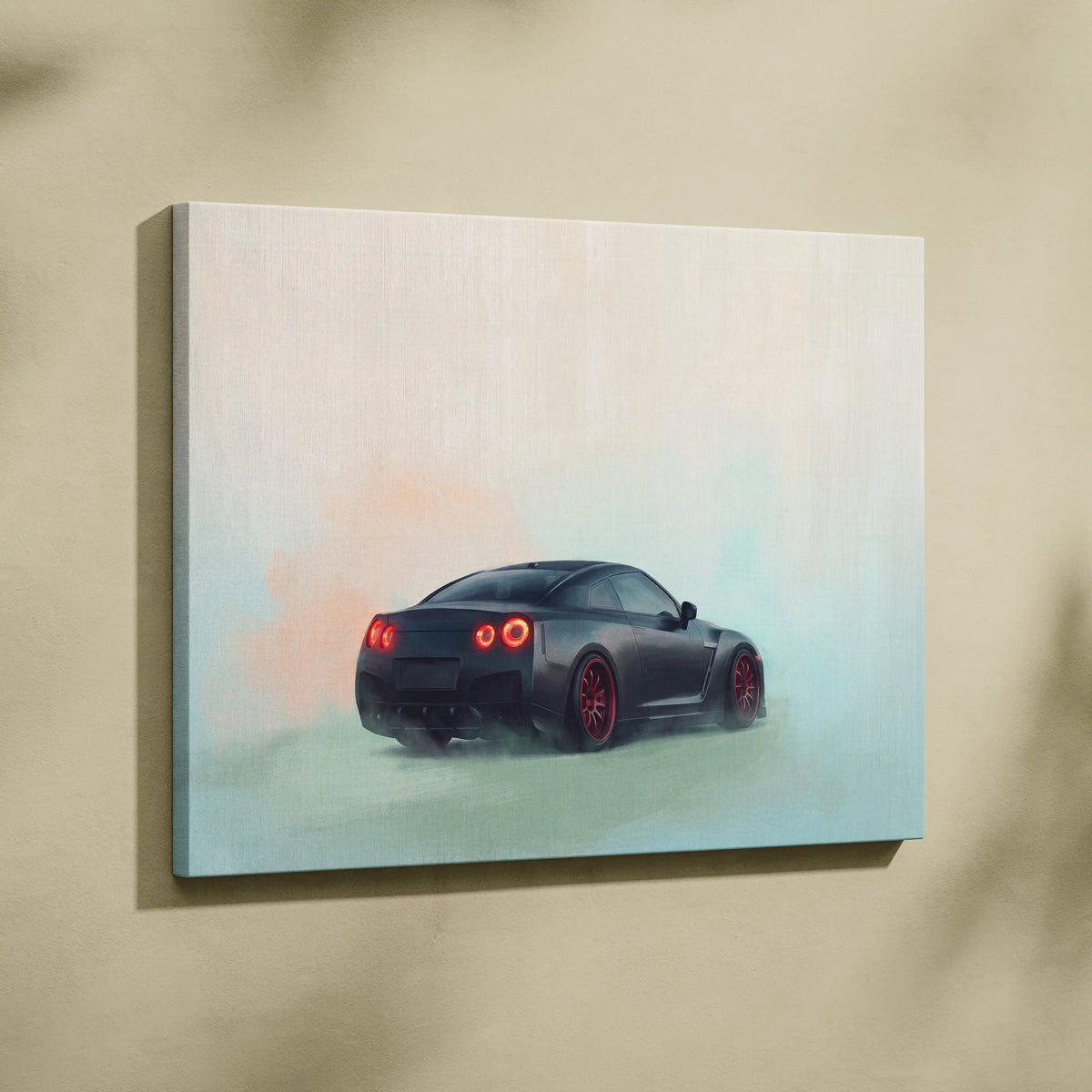 Nissan GT-R R35 Inspired Canvas Art - Matte Black Supercar Wall Decor