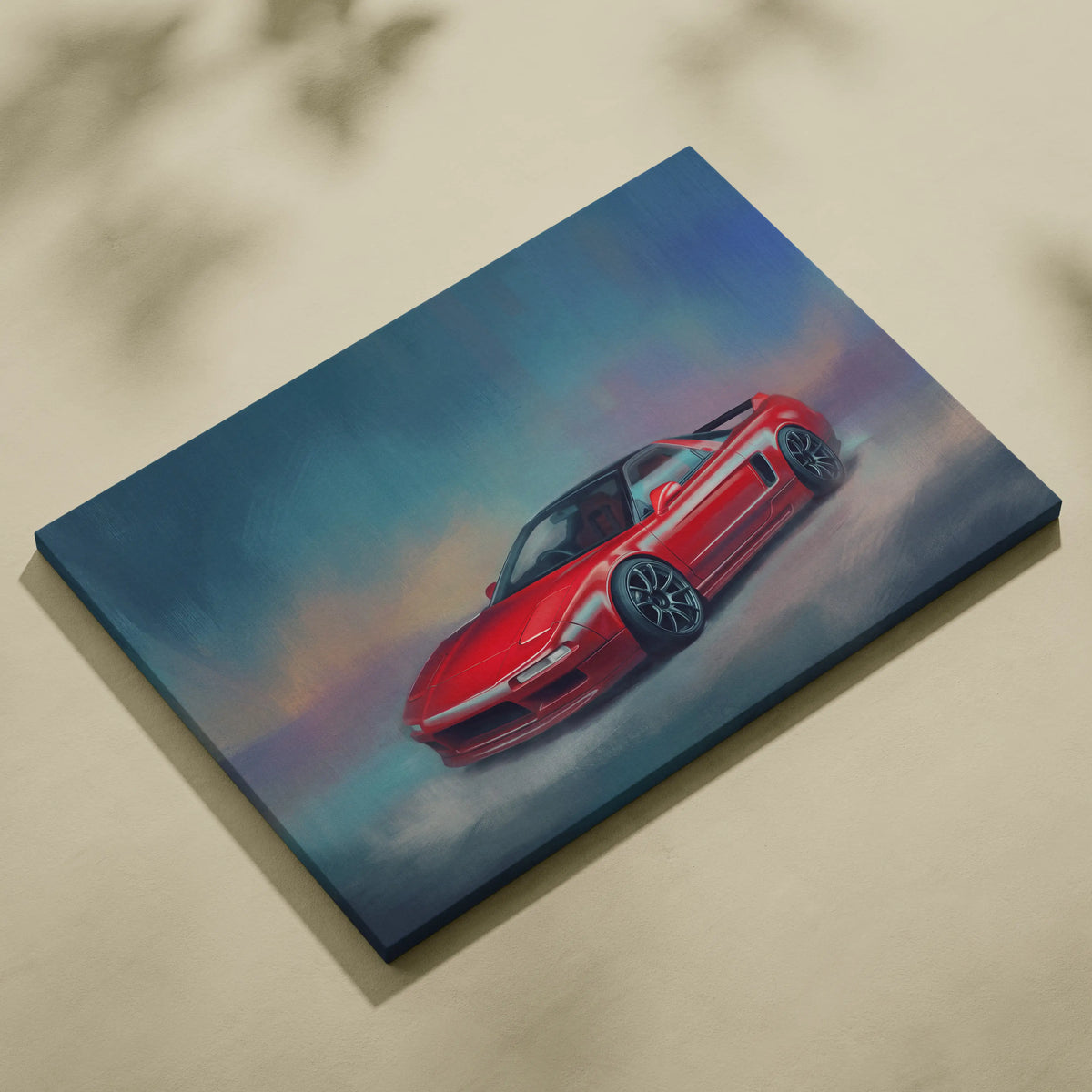 Red acura nsx sports car stylized painting on canvas for honda nsx inspired automotive wall art living room decor