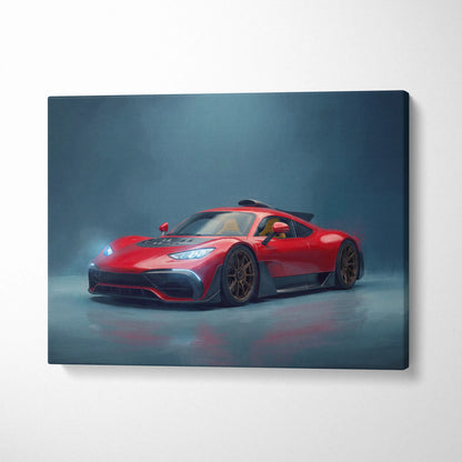 Mercedes-amg one inspired red sports car canvas print with sleek aerodynamic design and black accents wall art