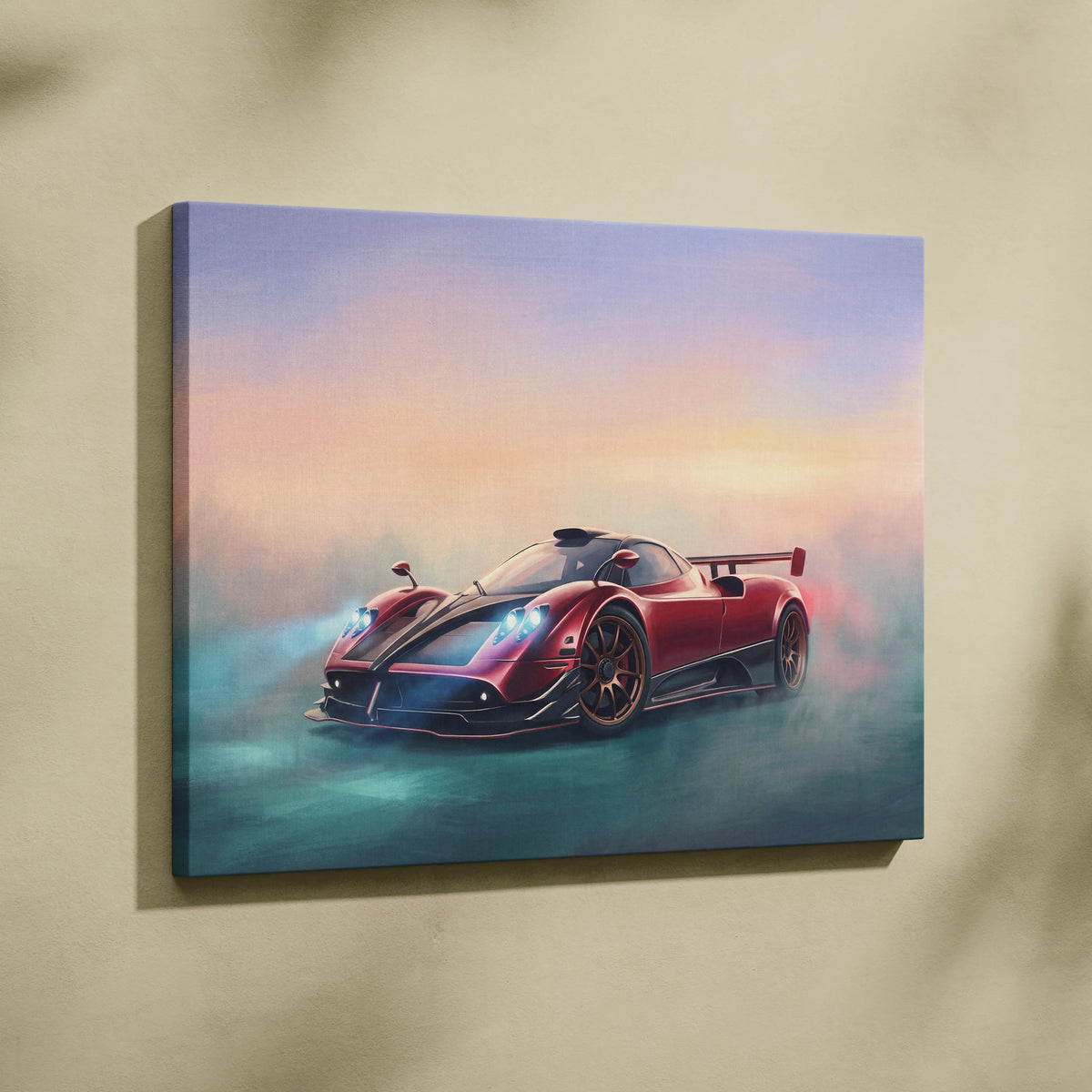 Red and black pagani huayra canvas art print luxury supercar wall art inspired by pagani zonda r