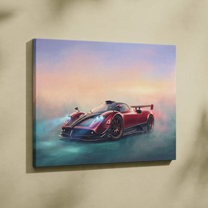 Red and black pagani huayra canvas art print luxury supercar wall art inspired by pagani zonda r