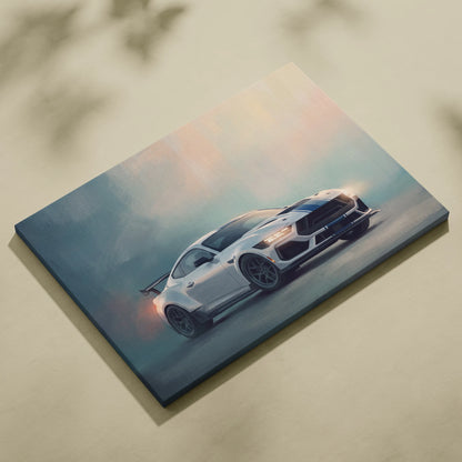 Ford Mustang Inspired Automotive Wall Art, American Muscle Car Canvas Print for Living Room