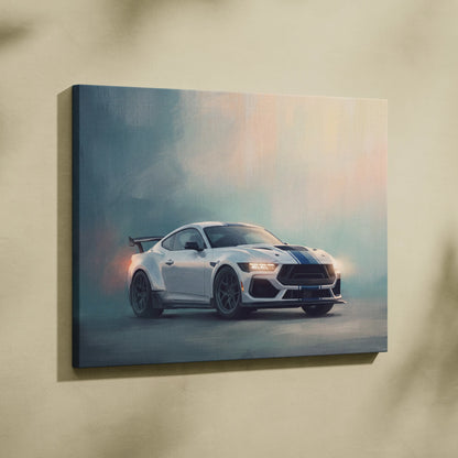 Ford Mustang Inspired Automotive Wall Art, American Muscle Car Canvas Print for Living Room