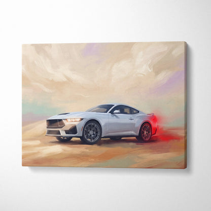 Ford Mustang Inspired Automotive Canvas Art, Modern Muscle Car Wall Decor for Bedroom