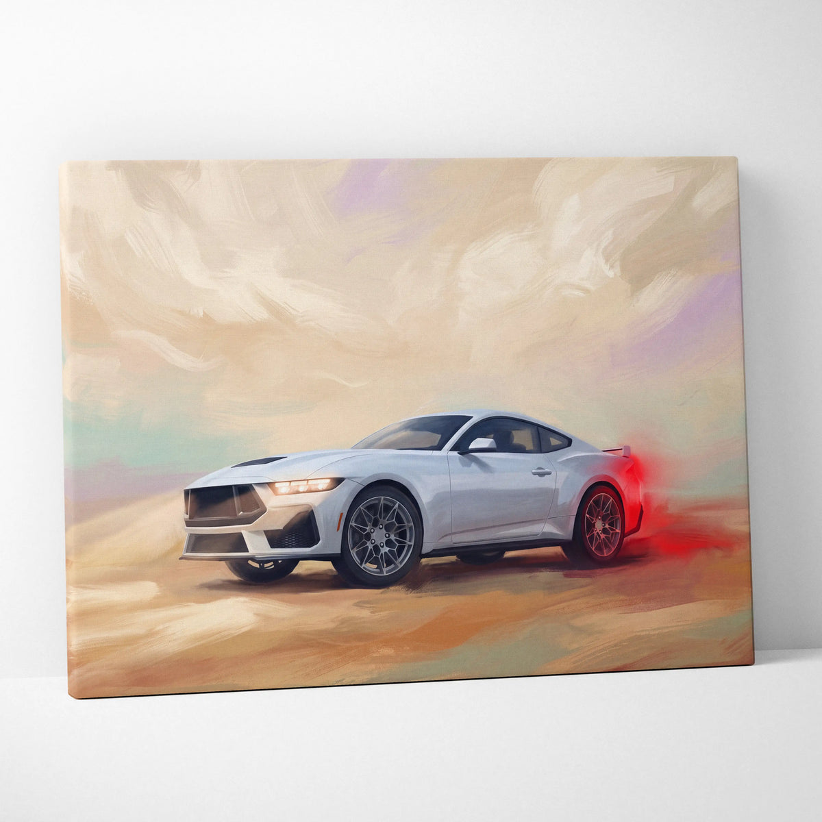Ford Mustang Inspired Automotive Canvas Art, Modern Muscle Car Wall Decor for Bedroom
