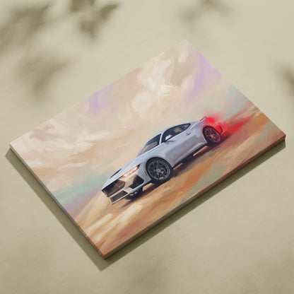 Ford Mustang Inspired Automotive Canvas Art, Modern Muscle Car Wall Decor for Bedroom
