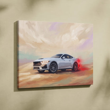 Ford Mustang Inspired Automotive Canvas Art, Modern Muscle Car Wall Decor for Bedroom