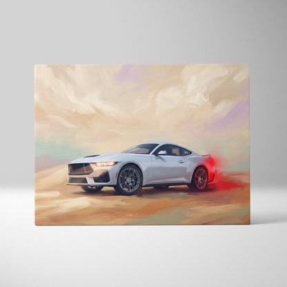 Ford Mustang Inspired Automotive Canvas Art, Modern Muscle Car Wall Decor for Bedroom