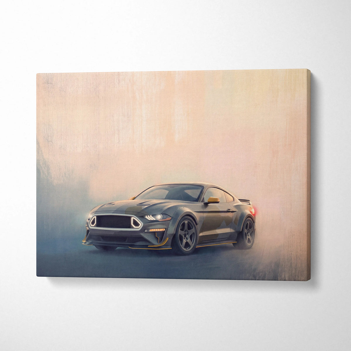 Ford Mustang Inspired Canvas Art, Performance Tuner Car Wall Painting for Garage Decor