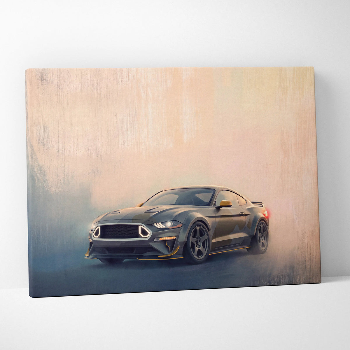 Ford Mustang Inspired Canvas Art, Performance Tuner Car Wall Painting for Garage Decor