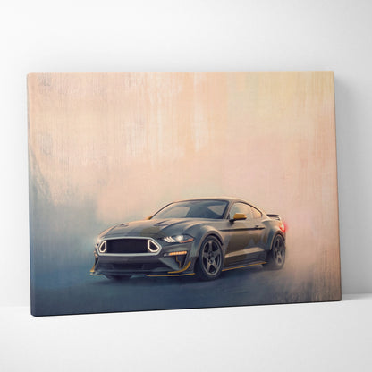 Ford Mustang Inspired Canvas Art, Performance Tuner Car Wall Painting for Garage Decor