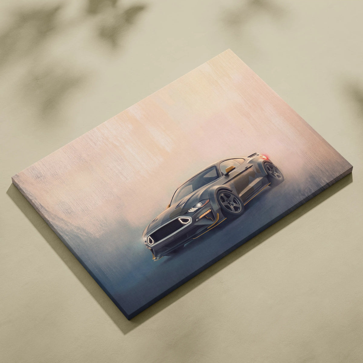 Ford Mustang Inspired Canvas Art, Performance Tuner Car Wall Painting for Garage Decor