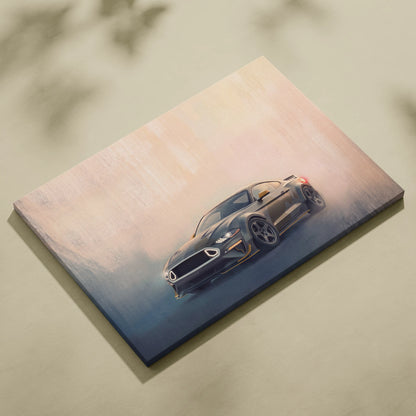 Ford Mustang Inspired Canvas Art, Performance Tuner Car Wall Painting for Garage Decor