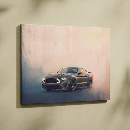 Ford Mustang Inspired Canvas Art, Performance Tuner Car Wall Painting for Garage Decor