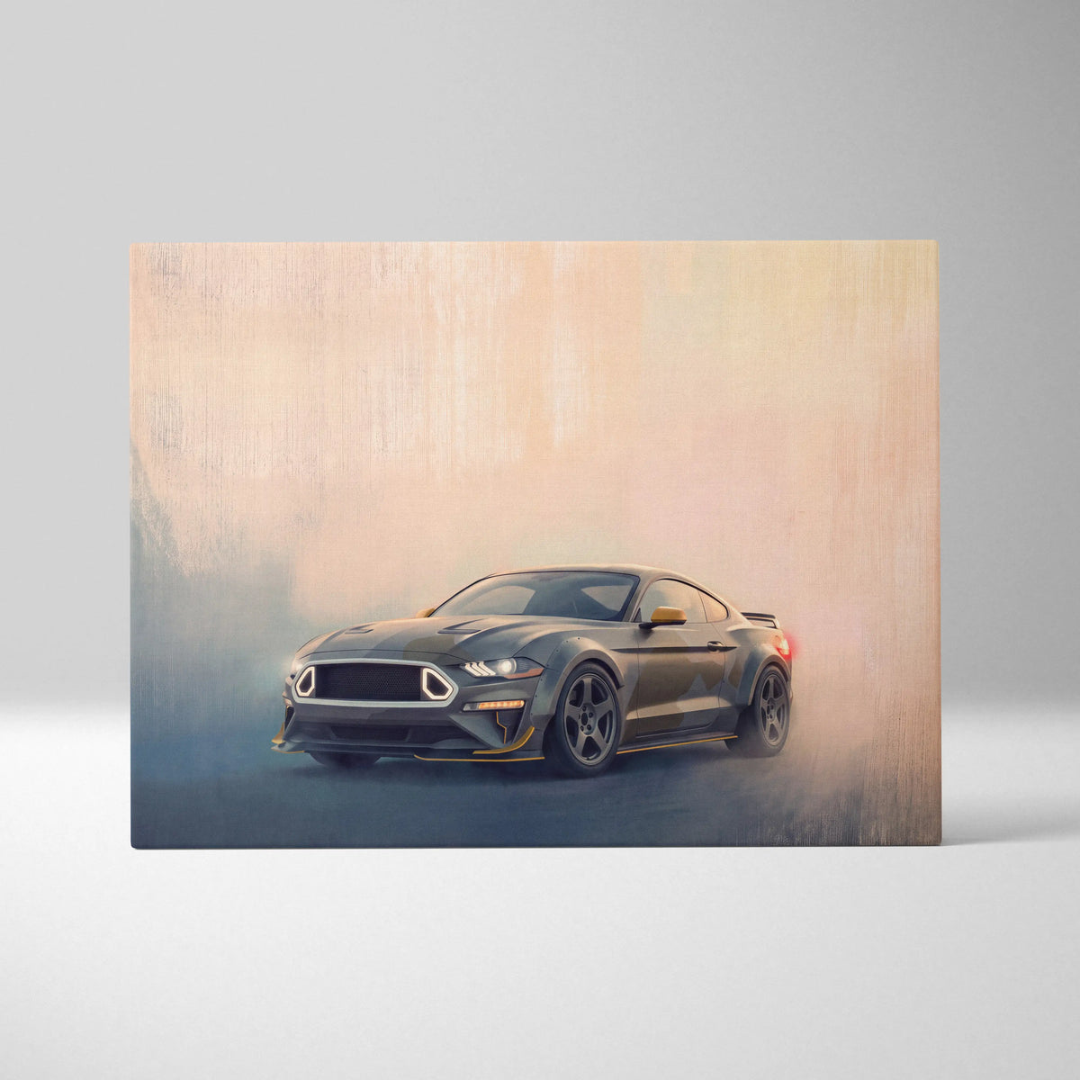 Ford Mustang Inspired Canvas Art, Performance Tuner Car Wall Painting for Garage Decor