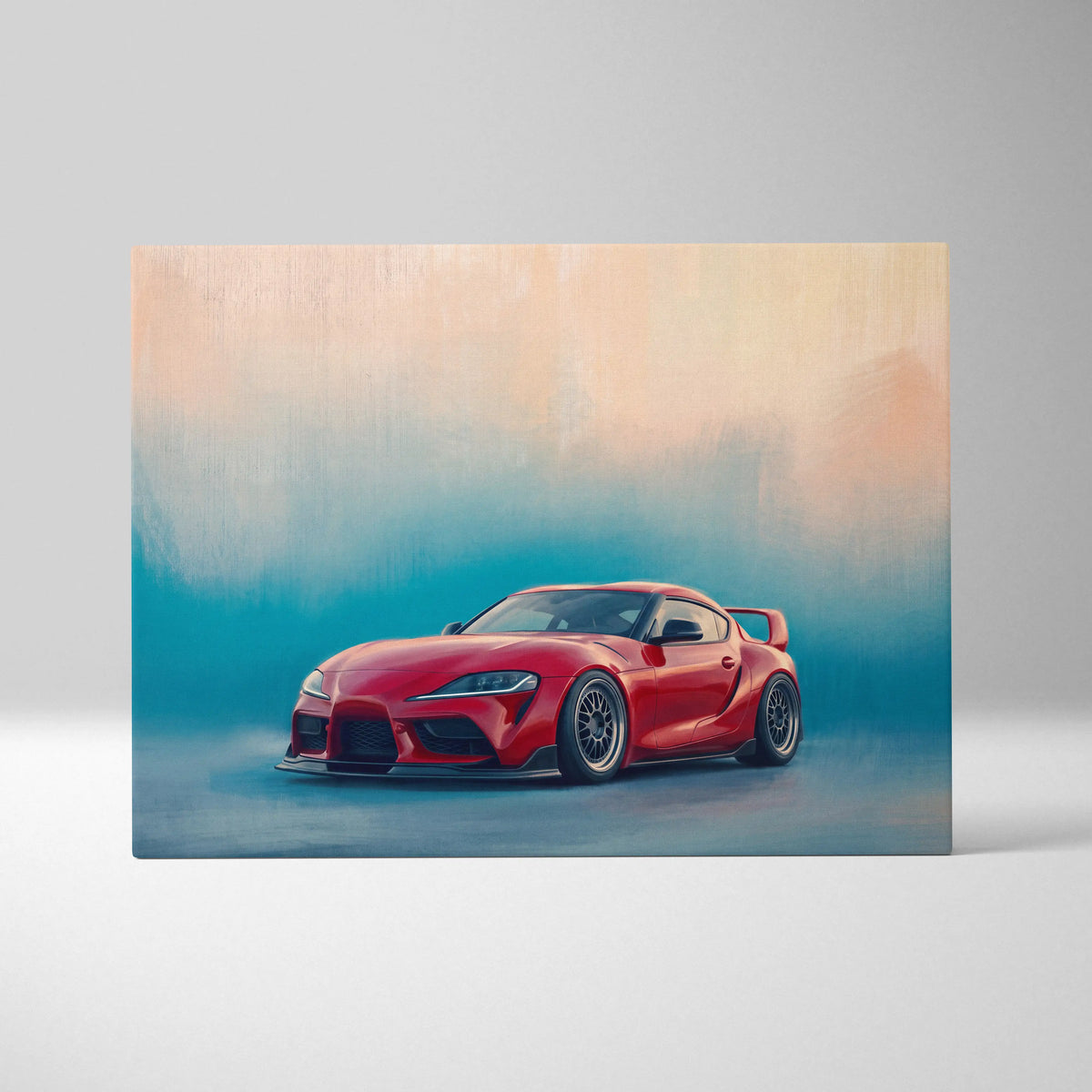 Toyota Supra Inspired Automotive Wall Art - Red Sports Car Canvas Print for Modern Living Room