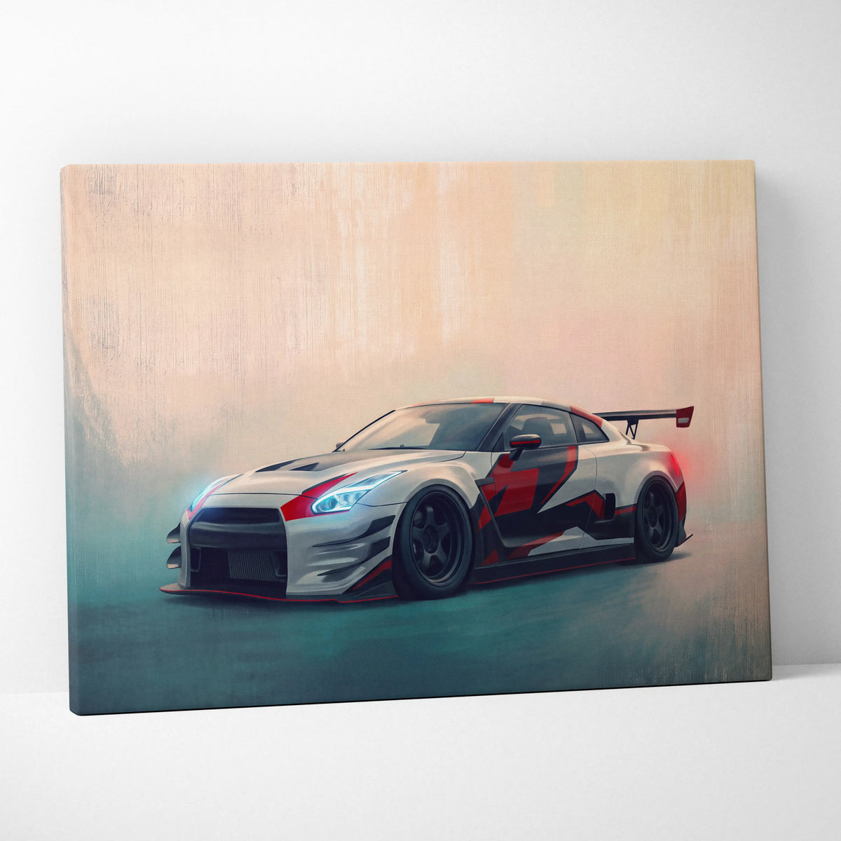 Nissan GT-R Inspired Car Wall Art - Track Racing Vehicle Canvas Painting for Home Decor