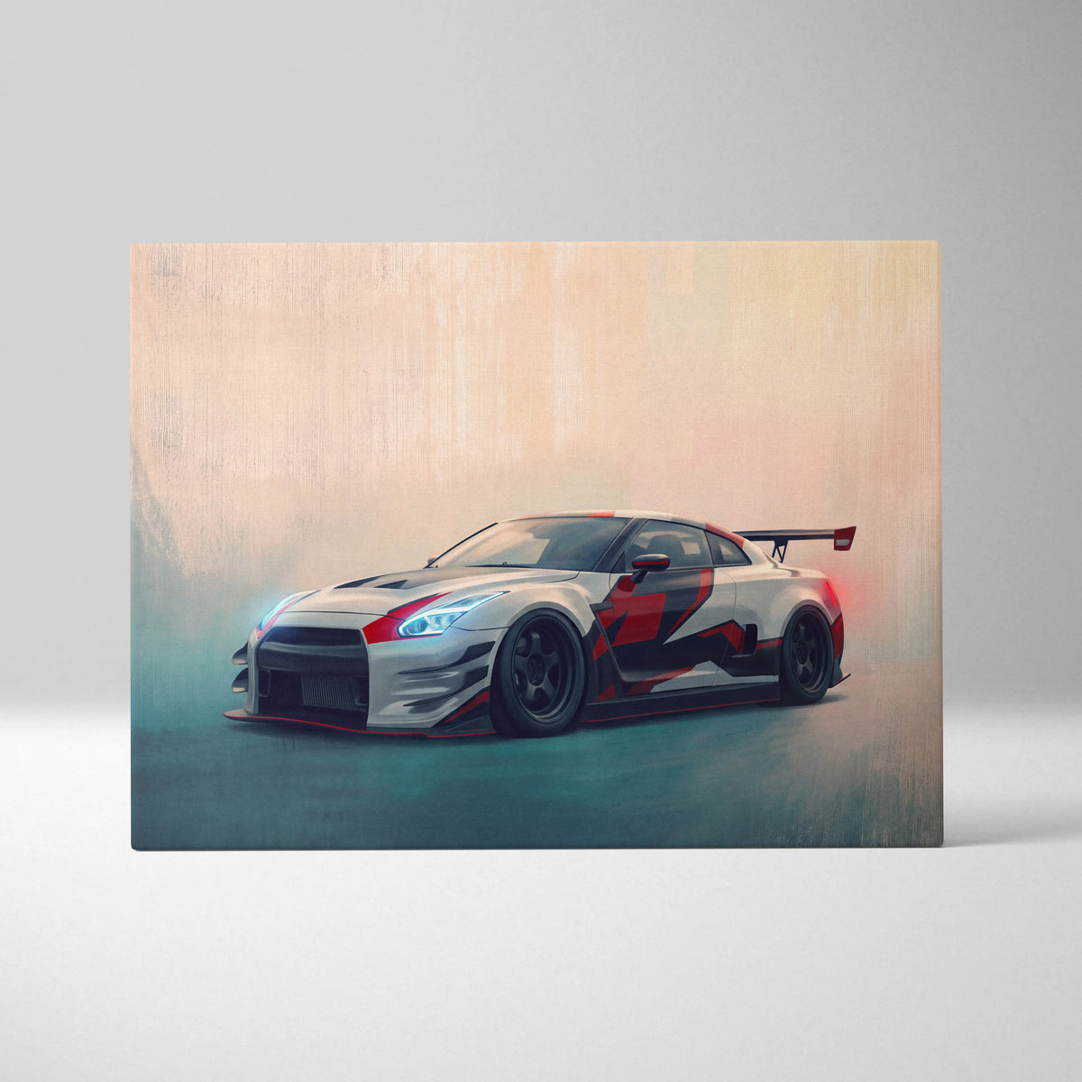 Nissan GT-R Inspired Car Wall Art - Track Racing Vehicle Canvas Painting for Home Decor
