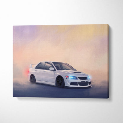 Mitsubishi Lancer Evolution Inspired Car Wall Art - Rally Racing Vehicle Canvas Painting