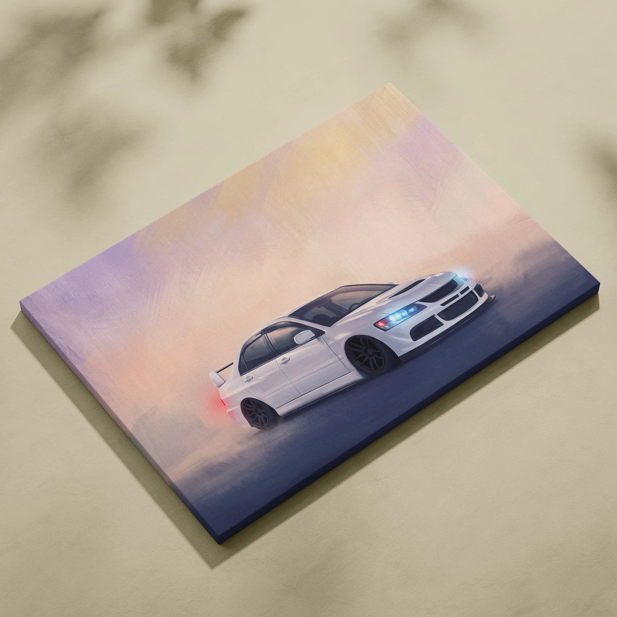 Mitsubishi Lancer Evolution Inspired Car Wall Art - Rally Racing Vehicle Canvas Painting