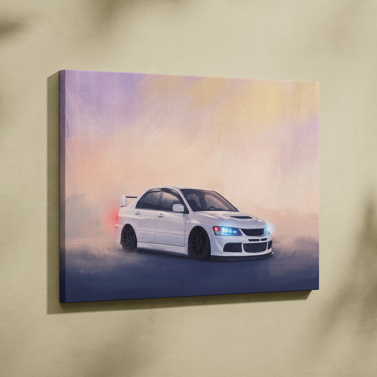 Mitsubishi Lancer Evolution Inspired Car Wall Art - Rally Racing Vehicle Canvas Painting