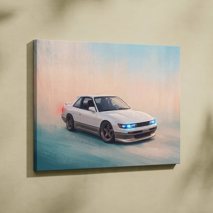 Nissan Silvia S13 Inspired Car Wall Art - Japanese Drift Vehicle Canvas Print for Living Room