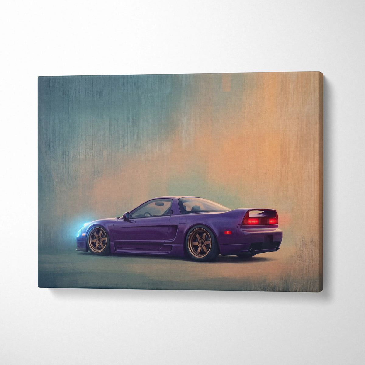 Honda NSX Inspired Automotive Wall Art - Purple JDM Sports Car Canvas Painting