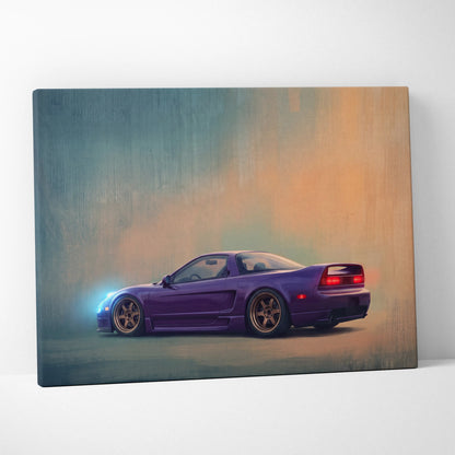 Honda NSX Inspired Automotive Wall Art - Purple JDM Sports Car Canvas Painting
