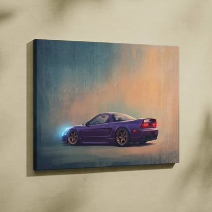 Honda NSX Inspired Automotive Wall Art - Purple JDM Sports Car Canvas Painting