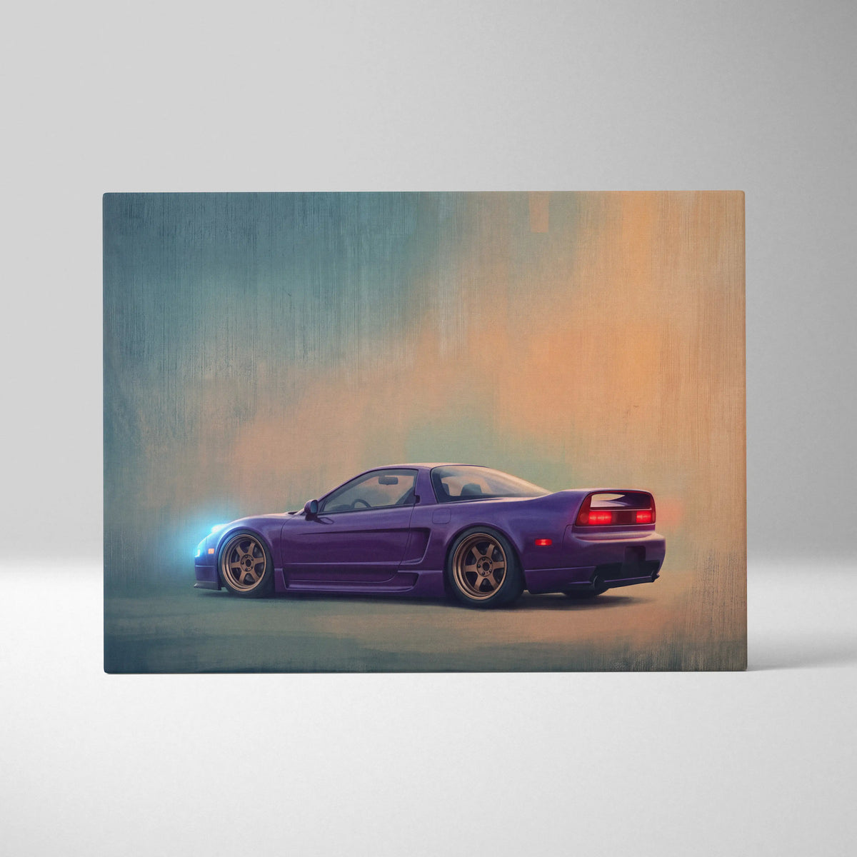 Honda NSX Inspired Automotive Wall Art - Purple JDM Sports Car Canvas Painting