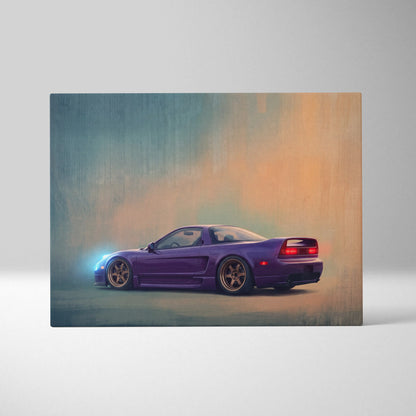 Honda NSX Inspired Automotive Wall Art - Purple JDM Sports Car Canvas Painting