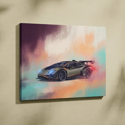 Lamborghini Huracán STO Inspired Supercar Canvas Art - Custom Car Wall Art Print