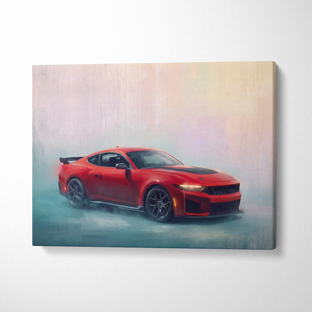Ford Mustang Shelby Inspired Car Wall Art, Performance Muscle Car Canvas Print for Office